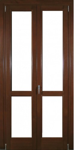 Porta-finestra legno/alluminio con traverso intermedio